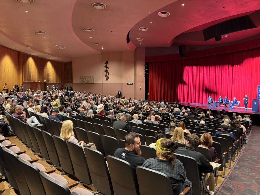 The crowd attending a community impact hearing at Central High School in Phoenix in March 2025.